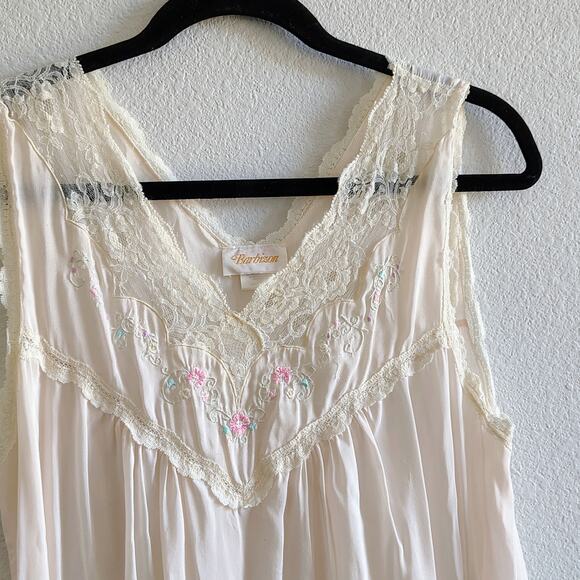 Barbizon Size Large Blush Pink Floral Sleeveless Nightgown Robe Set Negligee Vtg - Picture 10 of 13